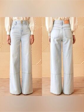 Ulla Johnson Light Blue High-Waist Wide-Leg Jeans
